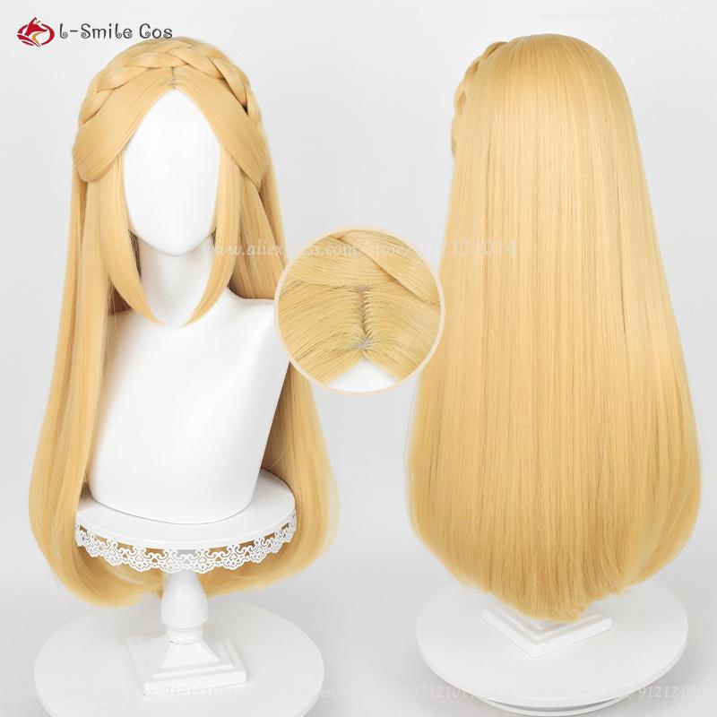 Anime Zelda Cosplay Princess Cosplay Wig 35cm/72cm Golden Yellow Pre Braid Women Wigs Heat Resistant Synthetic Hair + Wig Cap