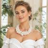 Off Shoulder Necklace 1 Set Chunky Faux Pearl Jewelry, Beaded Choker And Earrings, Metallic for Women Dinner Parties Wedding