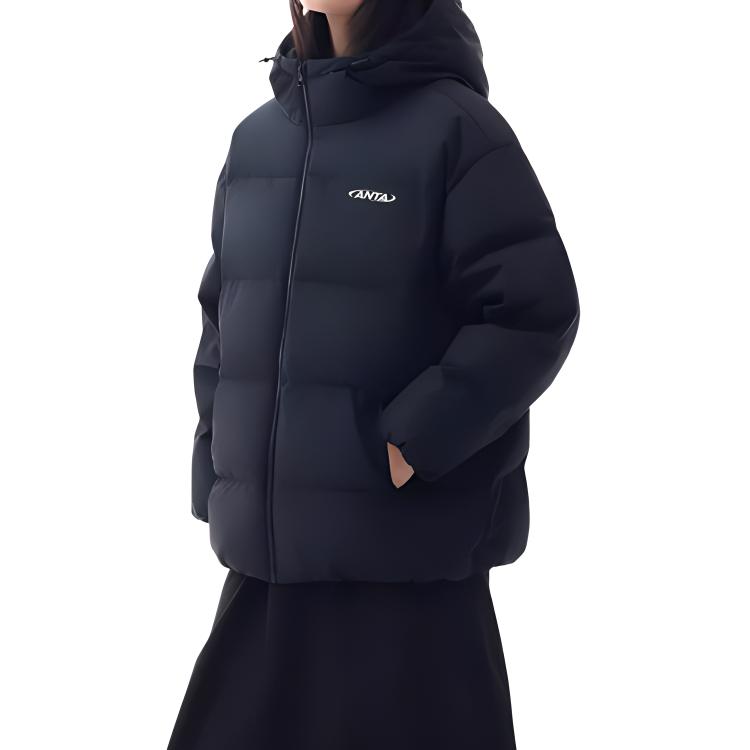 Anta Lifestyle Series Loose Casual Comfortable Down Jacket Women Outerwear Black 962448905-4