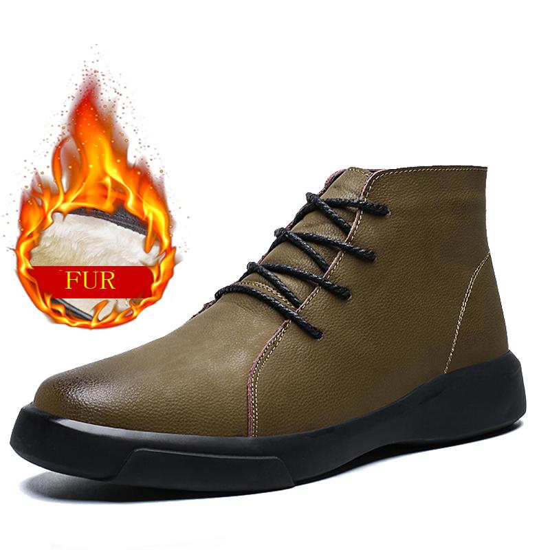 Winter Fur Warm Chelsea Men's Boots Fashion Brand Suede Vintage Ankle Boots Tendon Sole Wear Work Boots Outdoor Soft Sole Boots