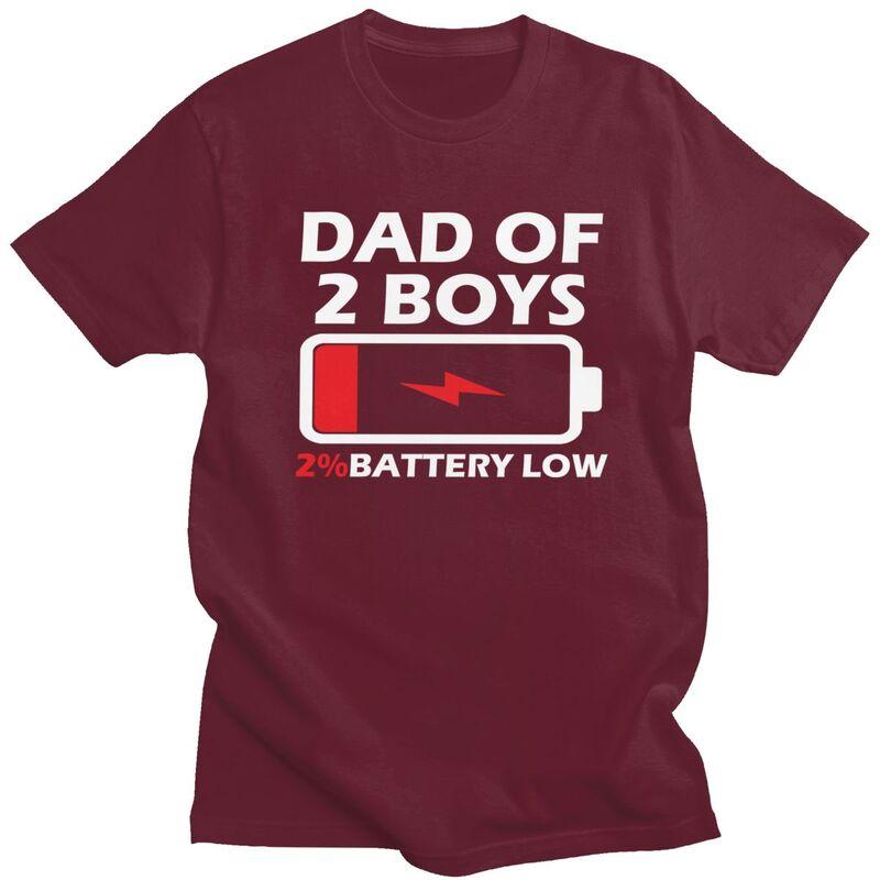 Custom Mens Dad Of 2 Boys T Shirt Short Sleeve Cotton Tshirt Streetwear Tshirt Leisure Papa Fathers Day Gift Tee Clothing