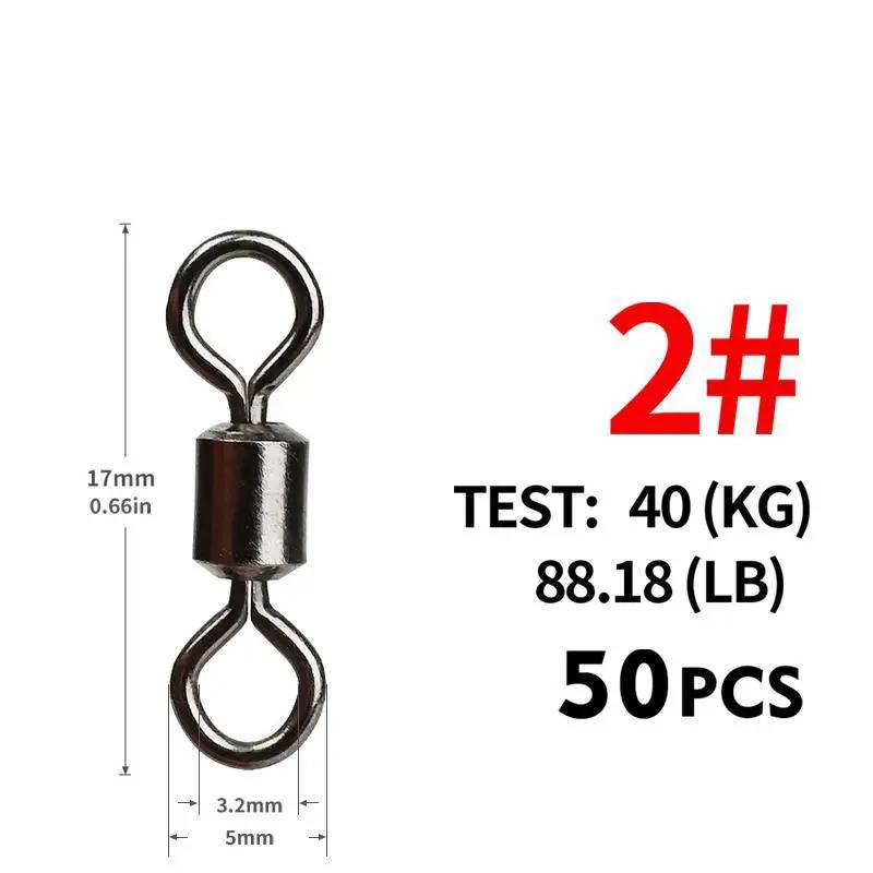 50 Pz/lotto Girevole Da Pesca Dimensioni Connettore Solido Cuscinetto A Sfere Snap Girelle Da Pesca Rotolamento Perline In Acciaio Inox