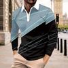 Blok Kolorów Koszula Polo z Długim Rękawem Zapinana na Guziki Sport Fitness Szybkoschnąca Oddychająca Męska