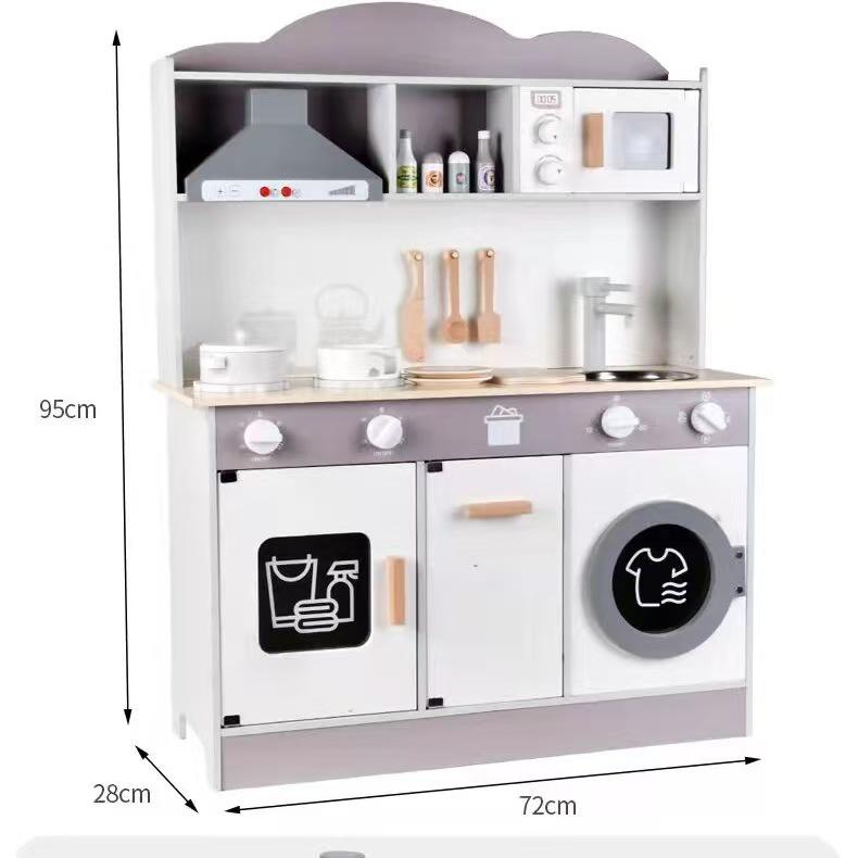 Wooden Kids' Kitchenware Playset with Sound and Light Range Hood