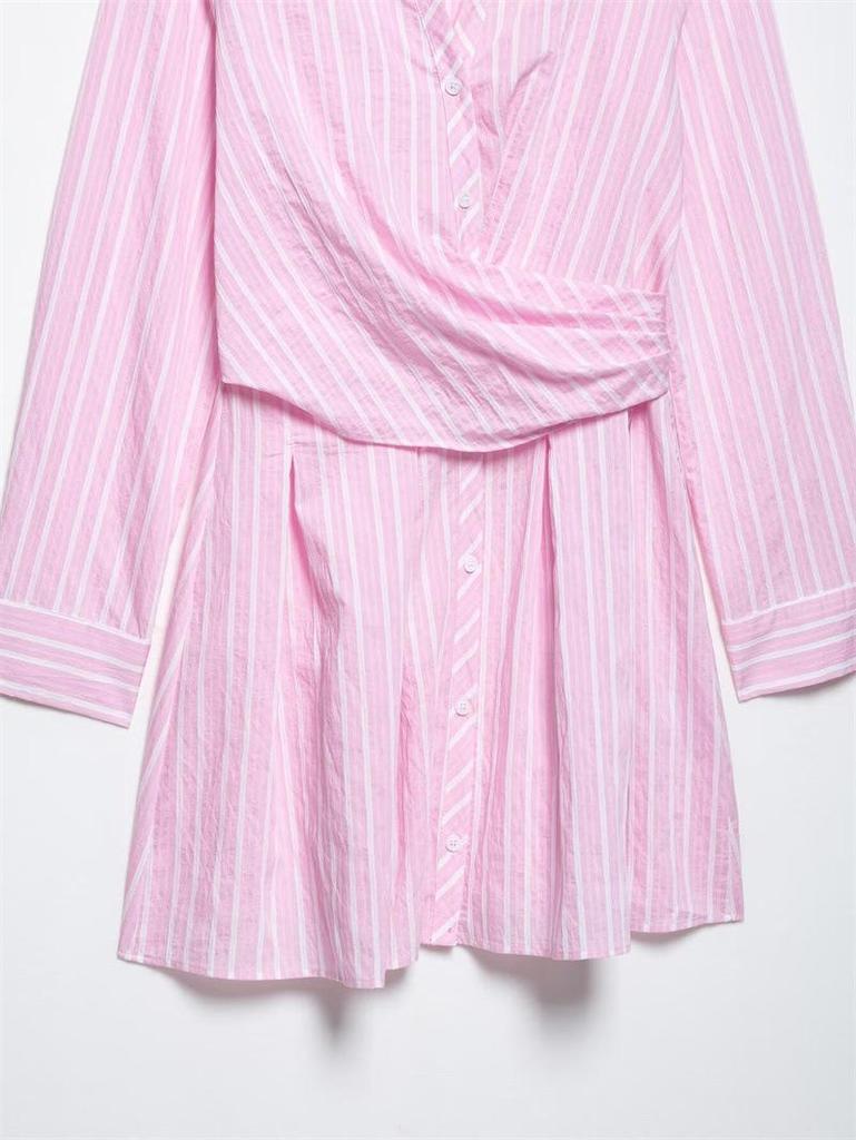 TAOP&ZA Summer Women's Striped V-Neck Long Sleeve Loose Dress