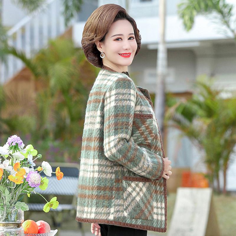 

Women s Spring/Autumn Plaid Woolen Coat - Loose, Thickened Short Style 3XL (140-155 Jin) світло-зелений колір