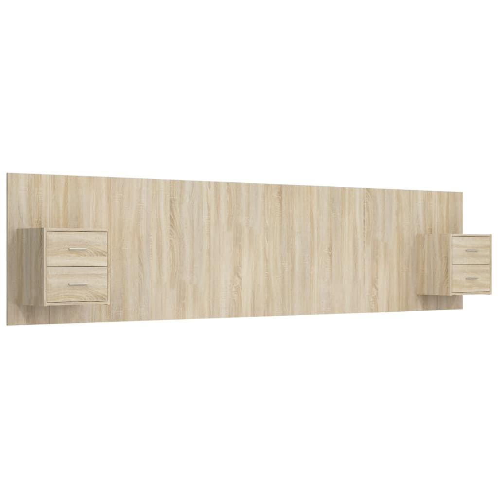 Bed Headboard with Nightstands Sonoma Oak Wood Based Material