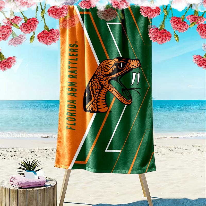 Florida A&M Rattlers Print Beach Towel, Large Soft Quick Dry Towel for Beach Camping Swimming