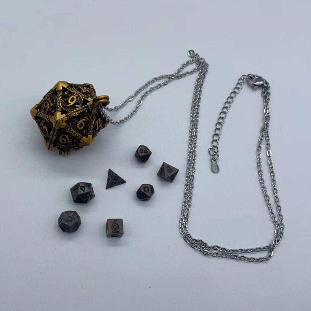 1 Set DND Hollow Metal Dice Torque TRPG Polyhedral Dice Necklace  Birthday Gift