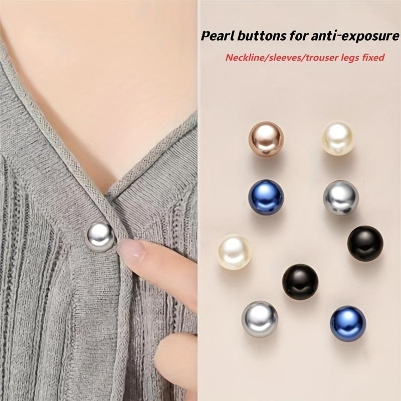 5pcs Imitation Pearl Plastic Snap Button  No Sewing Adjustable Buckle Ring Shirt Decoration  Clothing and Coat Fixing Button