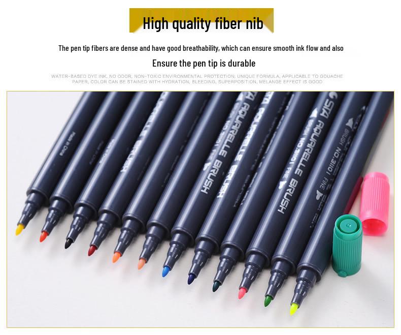 STA 3110 Watercolor Marker Set: Double-Ended Soft Tip, Water-Soluble, Washable Drawing Pens for Manga.