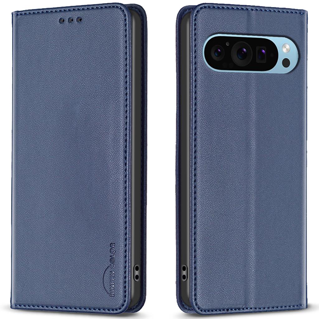 BINFEN COLOR BF18 For Google Pixel 9/Pixel 9 Pro Leather Case Magnetic Closure Flip Phone Cover Full Body Protection