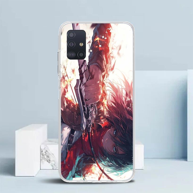 A-Attack on T-Titan Annie Mikasa Soft Cover for Samsung Galaxy A12 A22 A32 A52 A72 A02S Phone Case Note 20 Ultra 10 S10 Plus A51