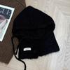 Autumn and Winter New Korean Style Anti Aging Balacala Cap Buttoned Scarf Cap  One Piece Women's Ear Protecting and Warm Knitted Cap