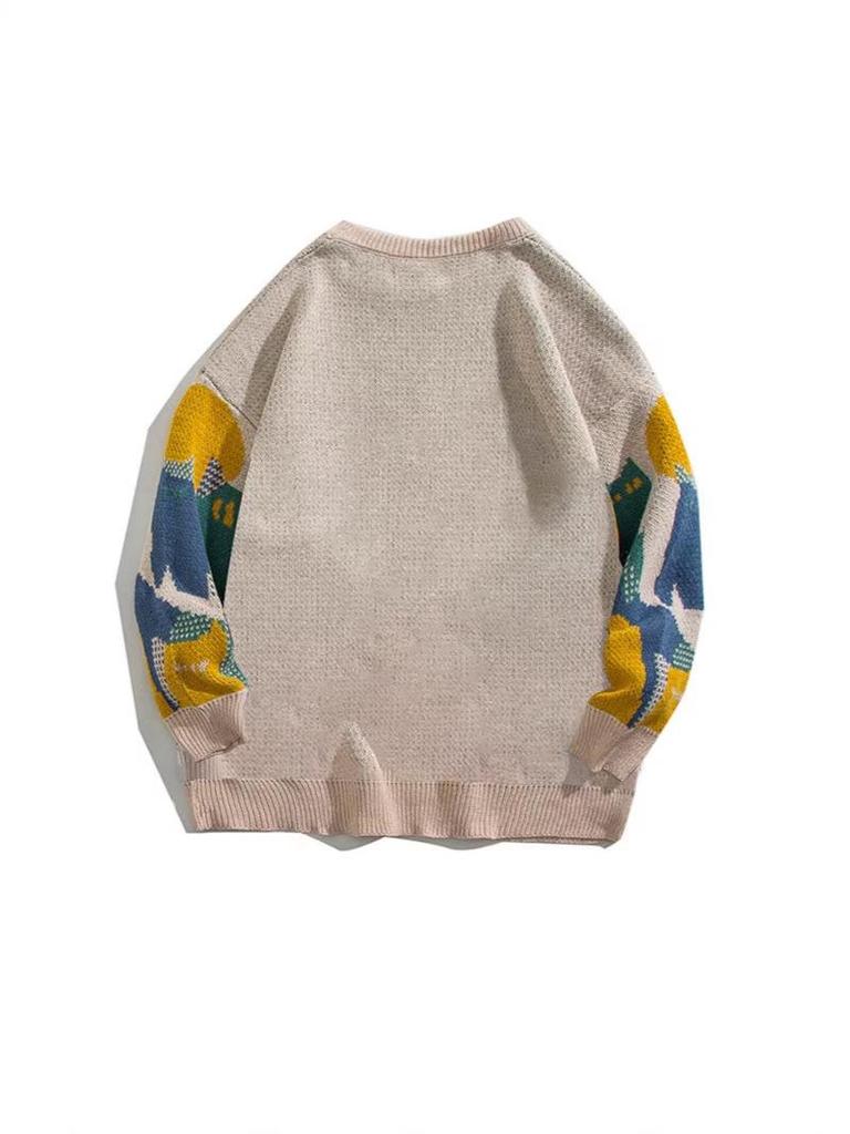 2025 Trendy Men's Jacquard Knit Sweater - Autumn/Winter Round Neck, Casual & Versatile for Couples.