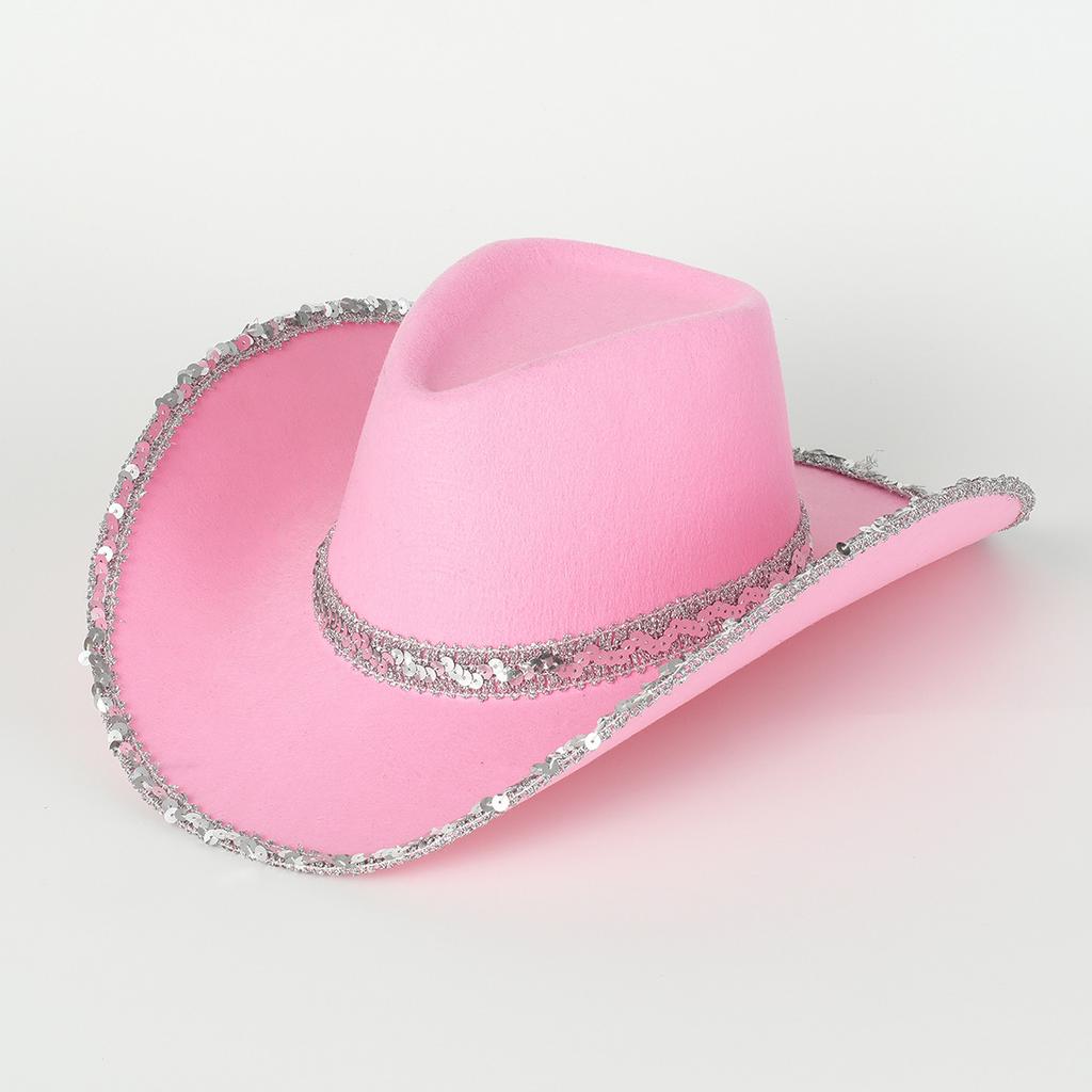 Men's and women's cowboy hats personalized wide sequins accessories wide brim curved brim trendy hat party jazz hat gift