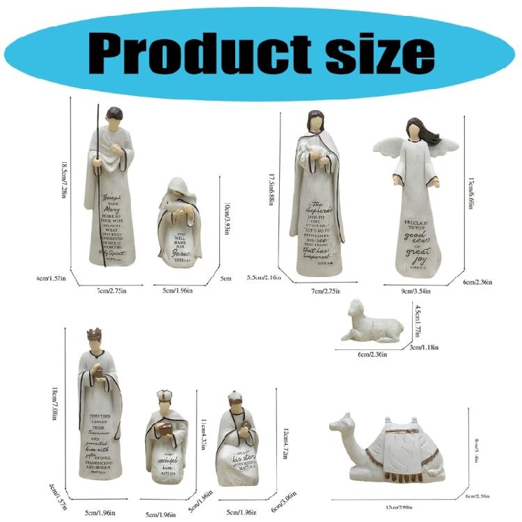 Stable Nativity Scene Statue Christmas Nativity Figurines Holy Family Collectable Decors,Table Ornament for Indoor