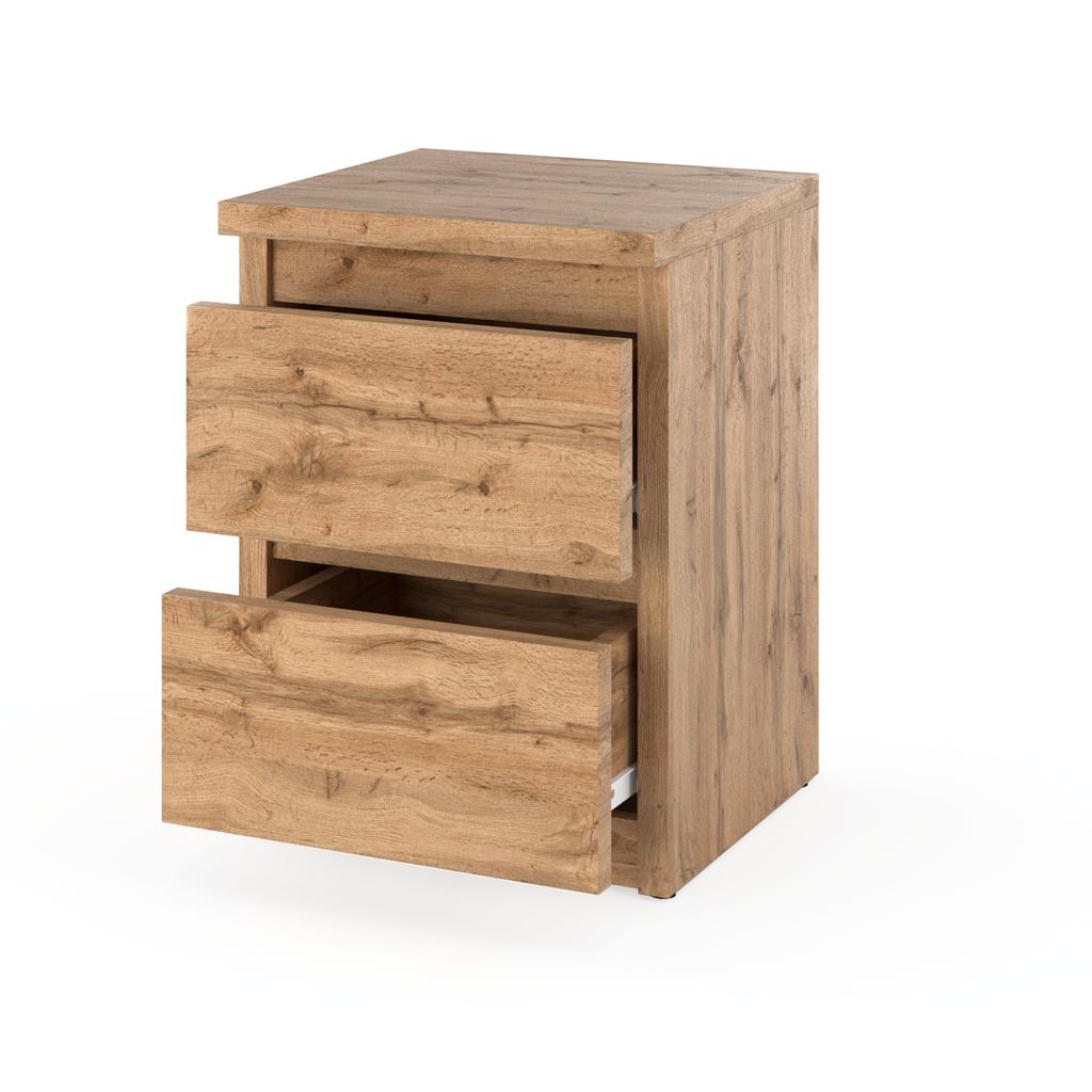 Wotan Oak Bedside Cabinet 30 Cm 2 Drawers Table Tv Stand For Loft Bedroom