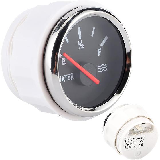 2in Pointer Water Liquid Level Gauge, RV Truck Water Tank Gauge, Universal Liquid Level Measurement for Marine Boat (Silver Black)
