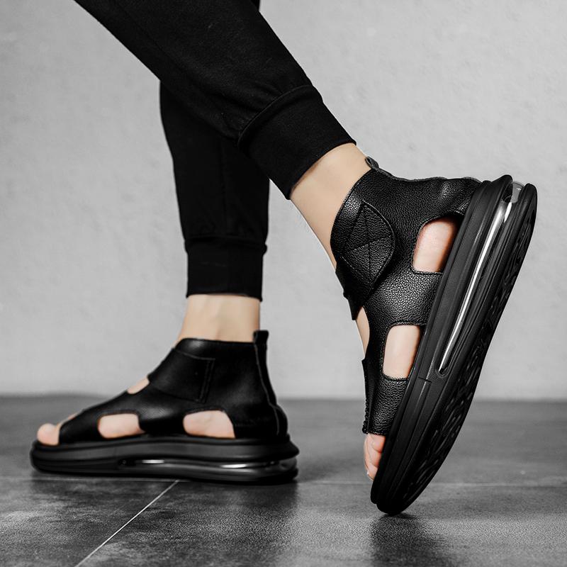 Fashion Simple Design Men's Sandals Solid Color PU Leather Men's Summer Casual Comfortable Open Toe Shoes Soft Beach Shoes Men's Sandal