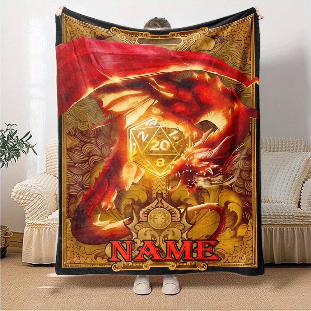 Customiz Name Personality Dungeons & Dragons (4) Blanket Soft &Warm Sofa Office Bed Travel Lunch Break Blanket, Gift Suitable for All Seasons