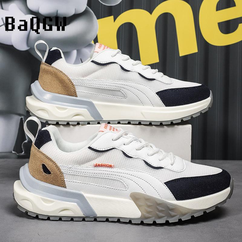 Men's Casual Sneakers Designer Mesh Vamp Breathable Fashion Sport Running Shoes Outdoor Patchwork Comfortable Lace-up Luxury