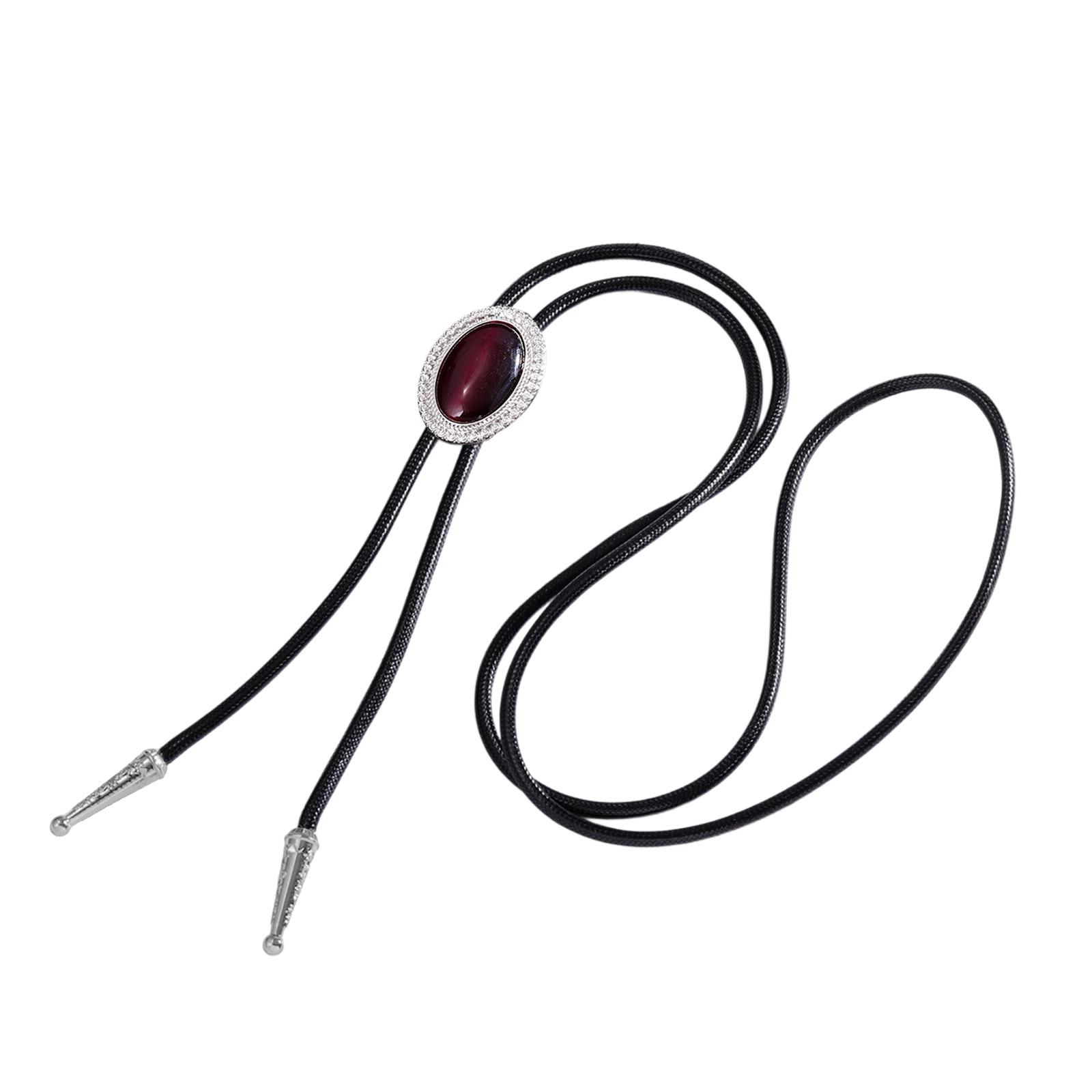 

Західний плетений мотузковий галстук-боло з овальним кулоном з дорогоцінного каміння, ювелірна прикраса, краватка, регульований ланцюжок-намисто для чоловіків і жінок фіолетовий