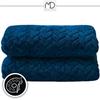 Navy Blue Embossed Polyester Throw Blanket 200x220 Cm - Modern Style for the Bedroom