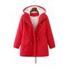 Womens Warm Fleece-Lined Hooded Cotton Coat Mid-Length Straight Fit Winter Daily Wear