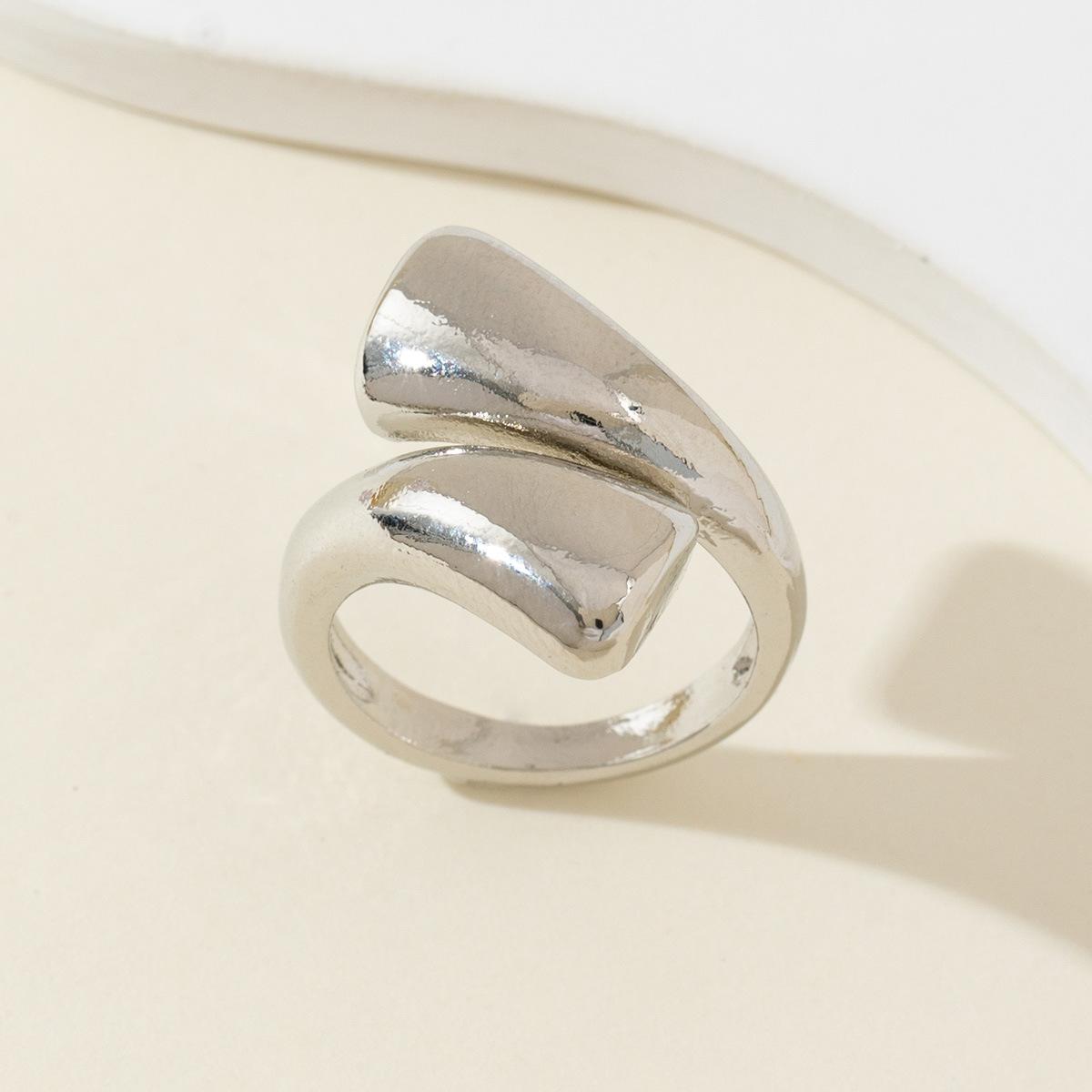 Geometry Metallic Texture Smooth Opening Rings for Women Men Exaggerated Cool Versatile Finger Rings Party Jewelry Accessories
