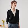 Zhaojun Autumn/Winter Faux Two-Piece V-Neck Cashmere Sweater