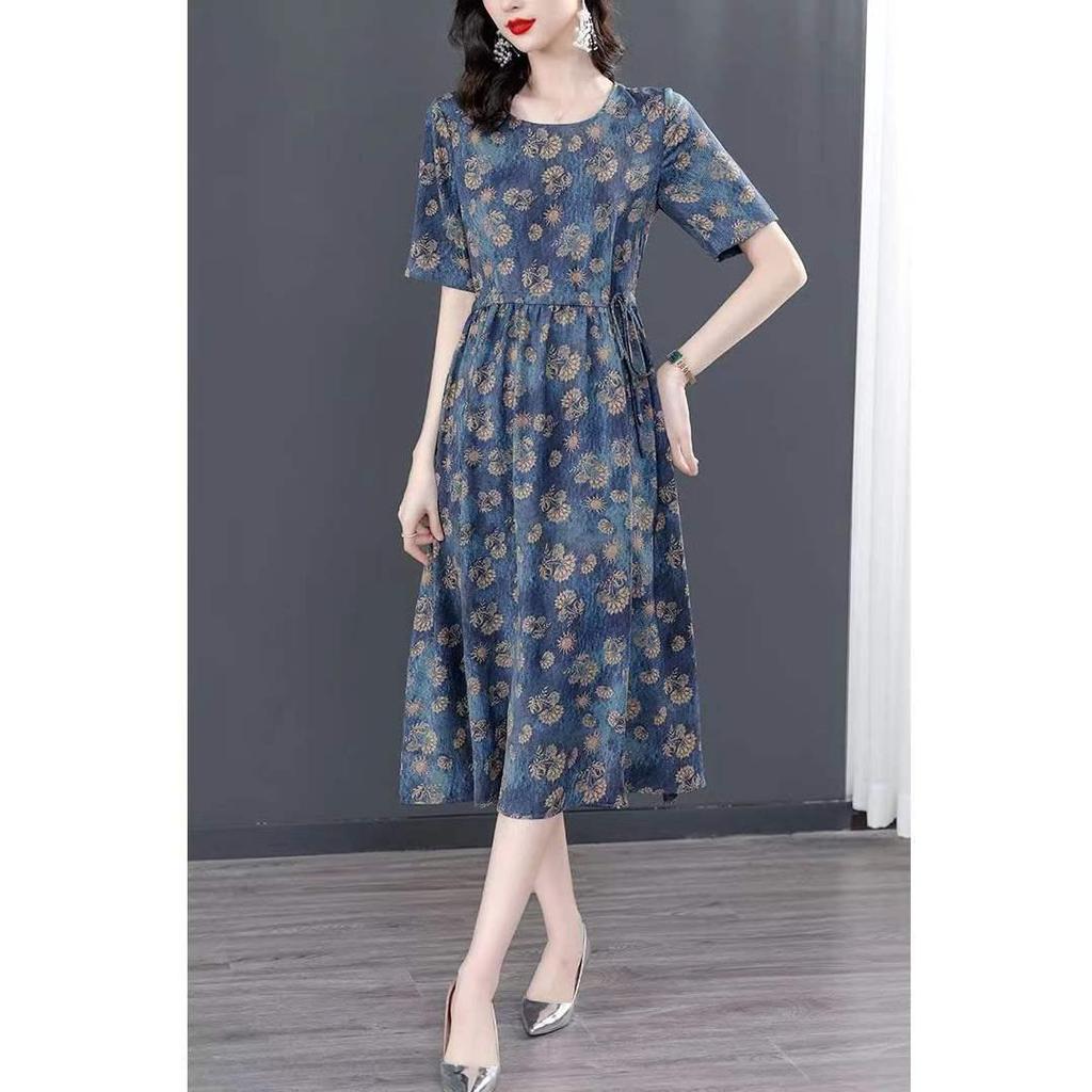 Women's Loose Floral Summer Dress for Middle-Aged Mothers