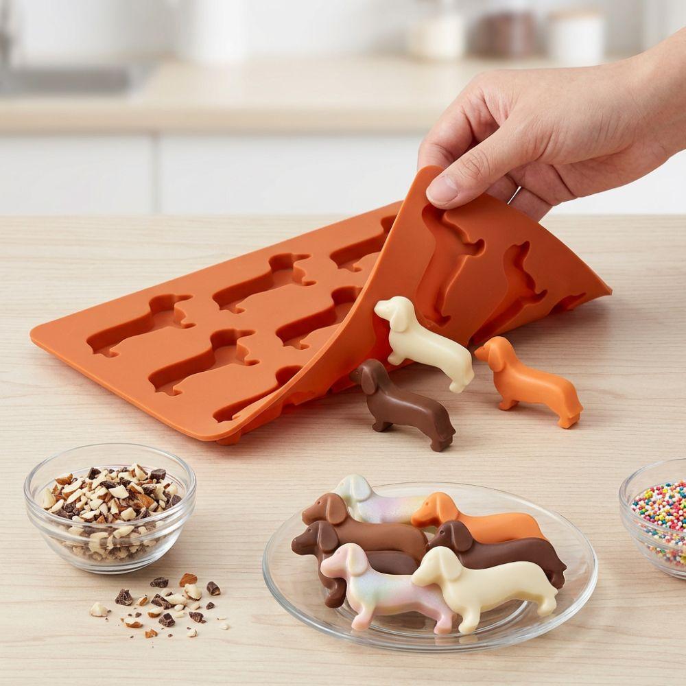 Dog Shaped Silicone Ice Cube Tray Silicone Baking Mold Reusable Dachshund Dog Mold Cake Decoration