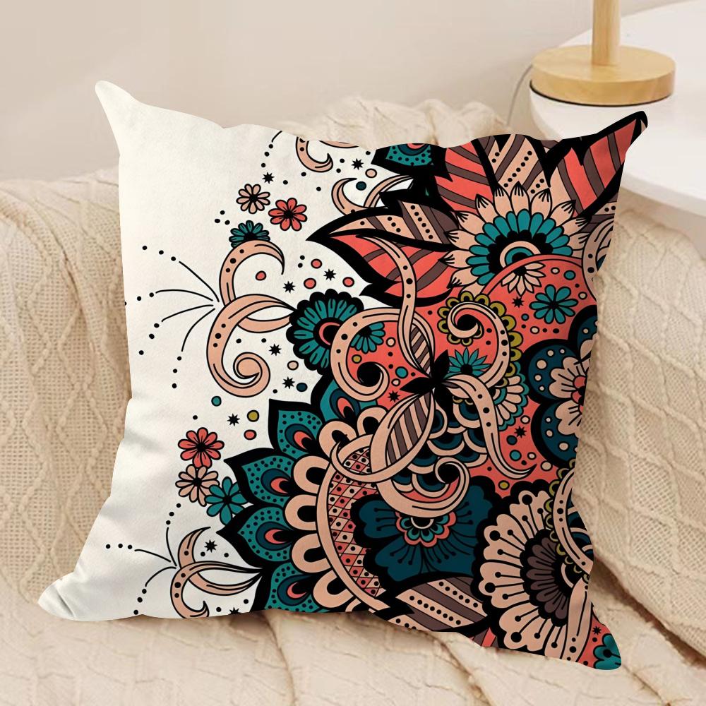 Indonesia Batik Design Cushion Cover Soft Plush Fabric Double-Sided Printed Sofa Cushion Cover for All Seasons Home Decor Gift