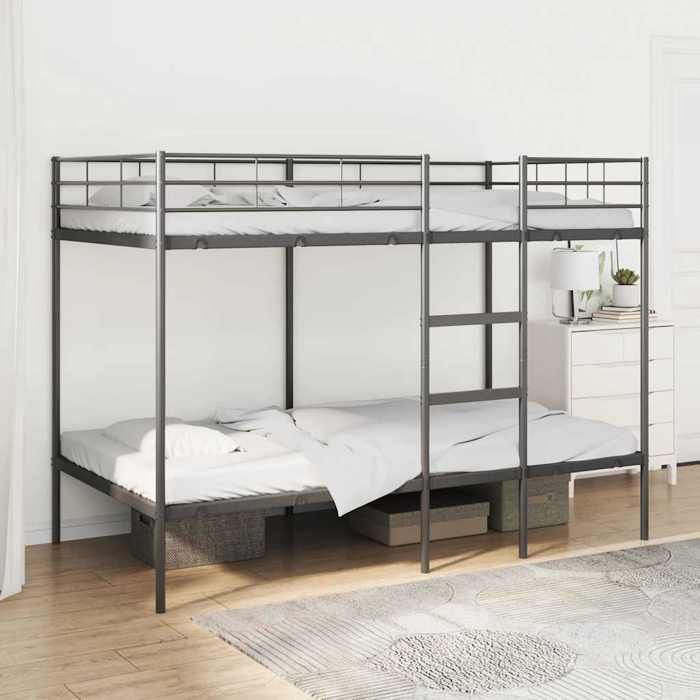 VidaXL Lit superposé sans matelas noir 107x203 cm acier, cadre de lit, sommier, meuble de chambre, lit mezzanine, cadre de 42000325