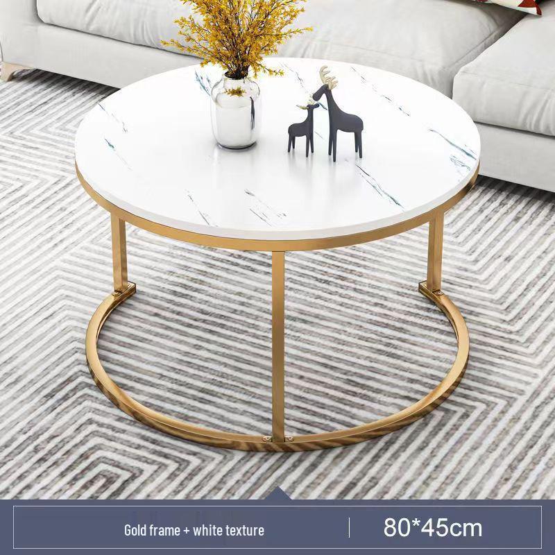 Modern Round Sintered Stone Coffee Table, 2026 Light Luxury Model for Small Apartments and Living Rooms.