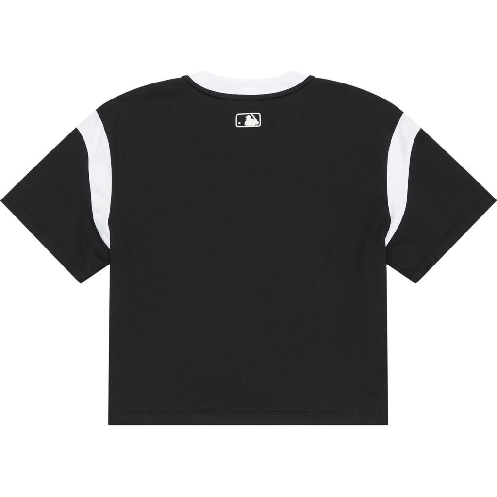 MLB New York Yankees Womens Color Block Letter Print Crew Neck Short Sleeve T-Shirt Women tops Black 3FTSV0343-50BKS