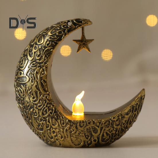 Mini Ramadan Moon Light Ramadan Decoration Soft Glow Battery Powered Eid Ramadan Candle Light Nightstand Decor
