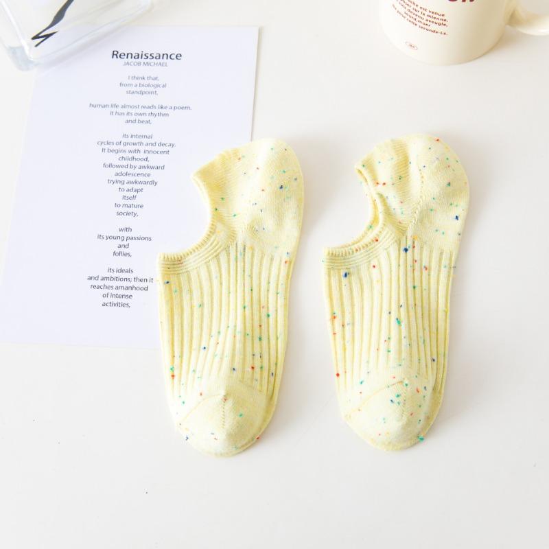Female Summer Thin Color Point Yarn Invisible Shallow Mouth Does Not Fall with The Boat Socks