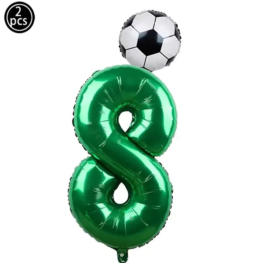 2pcs 32inch Green Number Foil Ballons 10Inch Soccer Helium Ballons Football Kids Birthday Parti Sports Themed Party Decoration