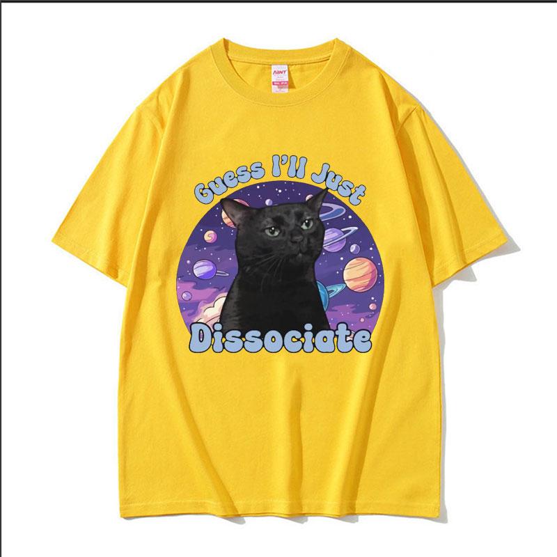 Black Cat Funny Meme Graphic T Shirt Summer Men Women Casual Short Sleeve T Shirts 100 Cotton Oversized Tshirt Tops Streetwear