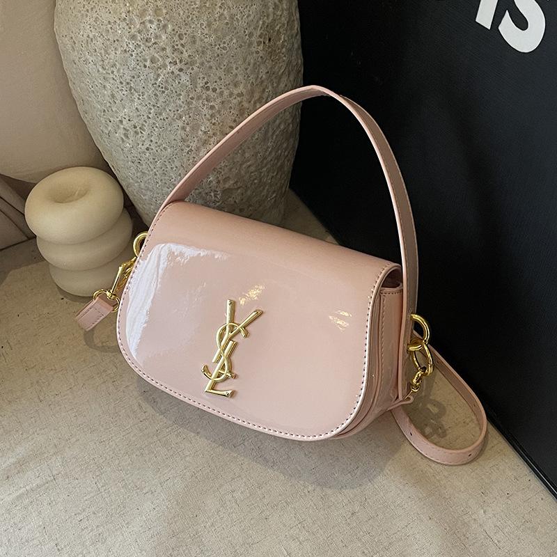Retro Minimalistisk Texturerad Dam Lyxhandväska - Casual Axel- och Crossbodyväska
