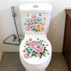 Floral Toilet Sticker Waterproof Easy to Clean Self-Adhesive Toilet Lid Wall Decal for Home Bathroom Decor