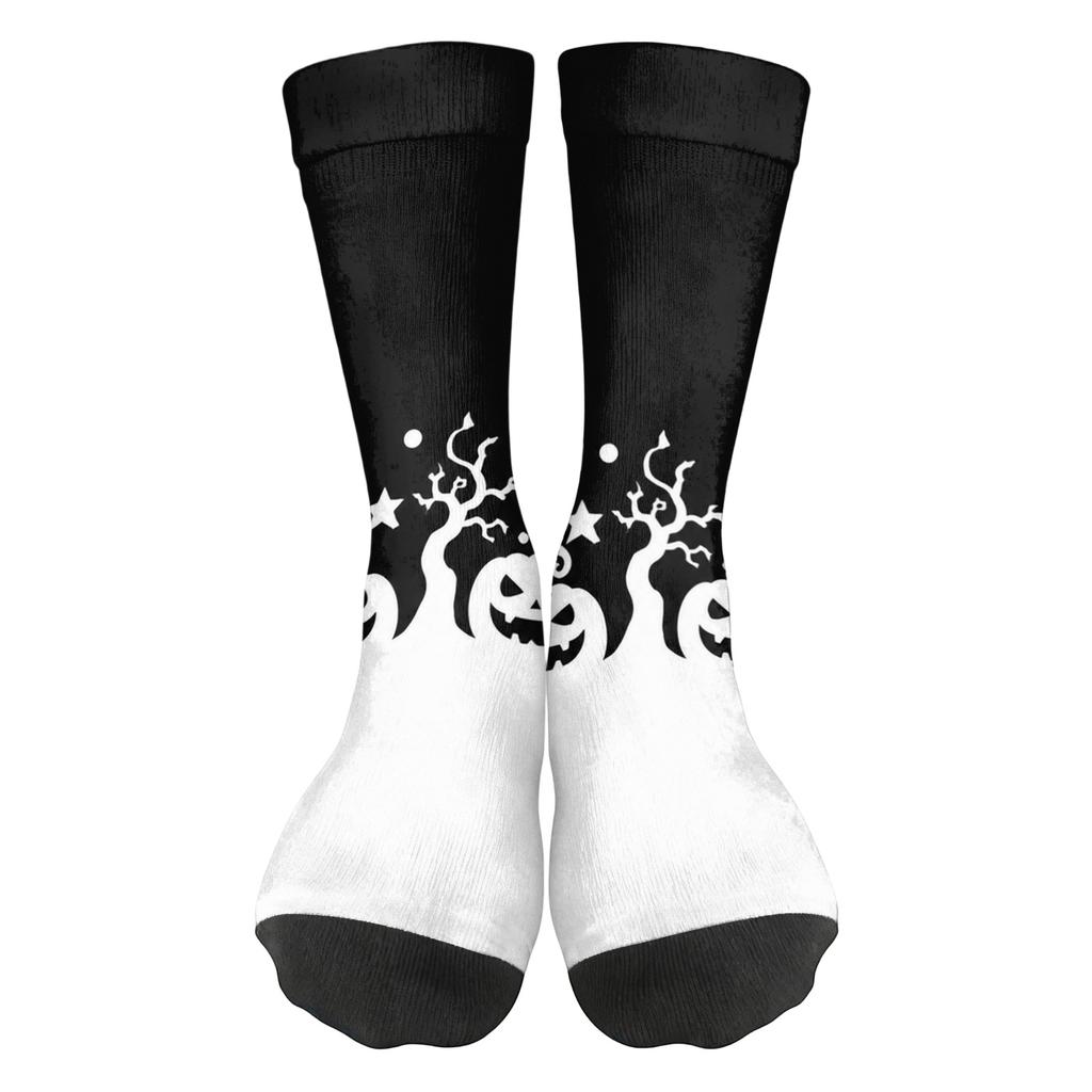 Breathable Comfortable Mid-Calf Socks with Halloween Pattern Unisex Elastic Ankle Support Socks Suitable for Daily Wear and Seasonal Use