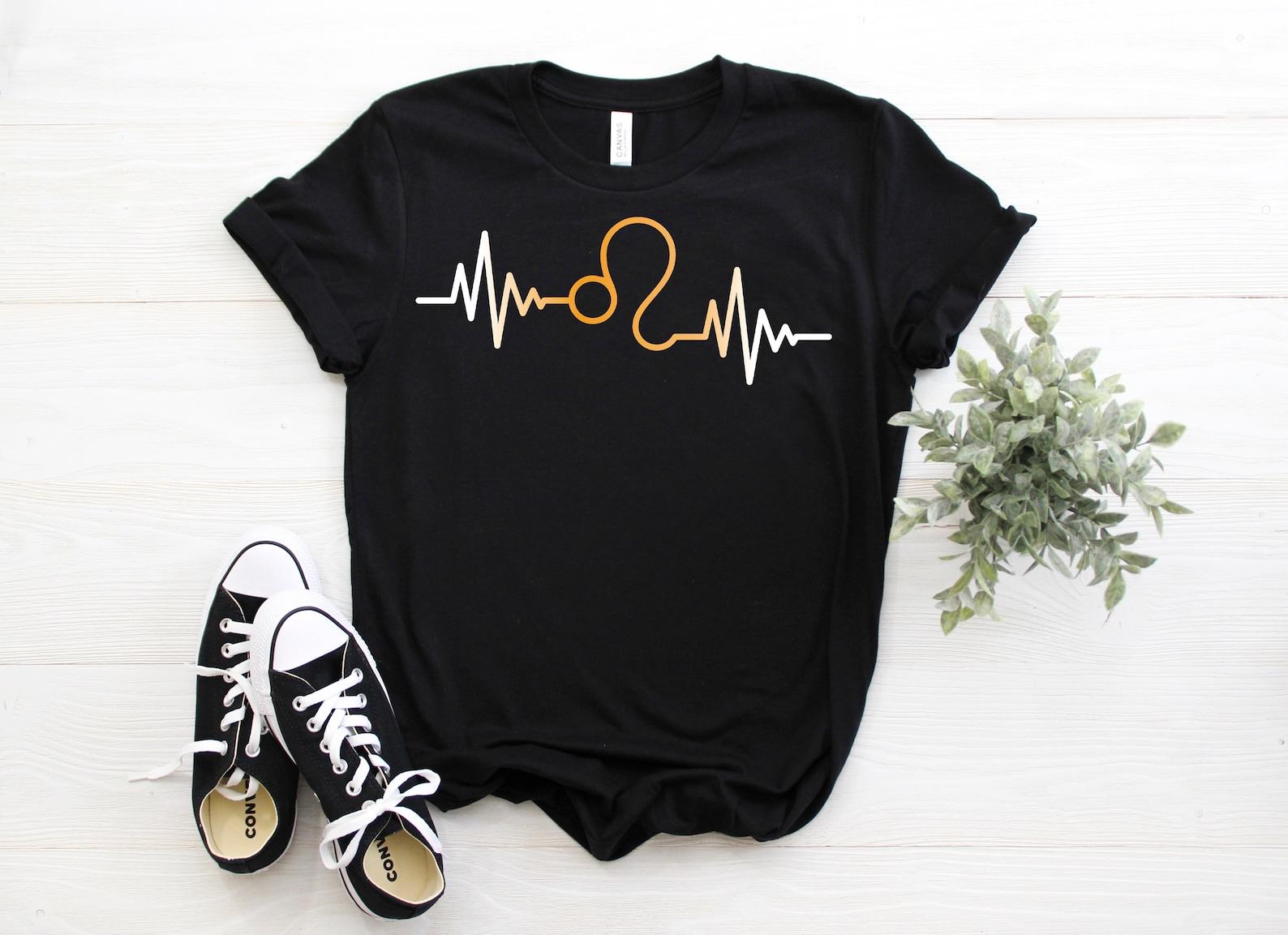 Leo Pulse Horoscope Zodiac Astrological Sign T-Shirt, Born On July 23 - August 22 Gifts, Leo Birthday Cool TShirt, Christmas Present Tees, 120