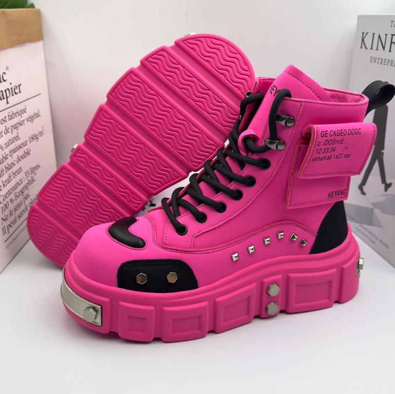 Fashion New Designer Men's Fashion Height Increasing Causal Shoes Male Retro High Tops Flats Moccasins Walking Sneakers Ankle Boots