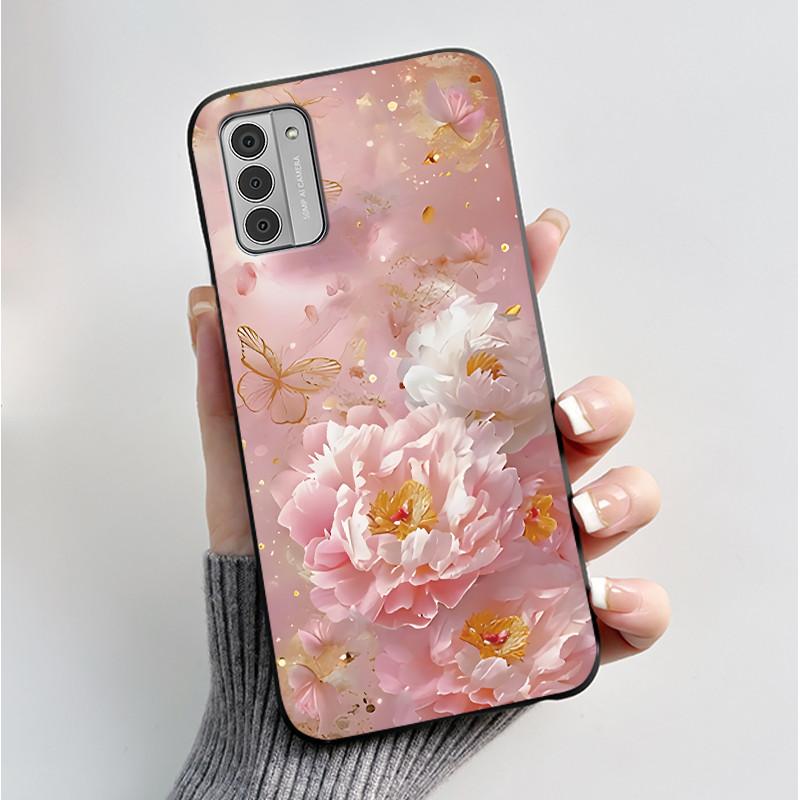 Custodia per Telefono Stampata Per Nokia G42/Nokia G310 5G/Nokia G60 5G/Nokia G100 Cover Guscio Morbido in Silicone Nero Custodie Carine con Fiori e Cartoni Animati