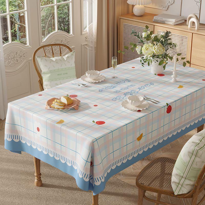 Dining Table Tablecloth Waterproof And Oil-Proof Leave-In Dining Table Mat Rectangular Pvc Dining Table Cloth Light Luxury High-End Coffee Table