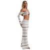 Long Sleeve Neck Hanging Dress Set Long Sleeves Halter Top Bodycon Dress Suit