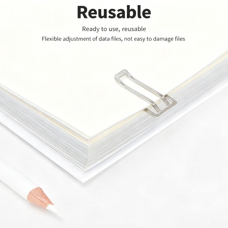 10Pcs Square Thickened Binder Clips - Metal Paper Clips - Office Supplies For Documents, Notes & Bookmarking